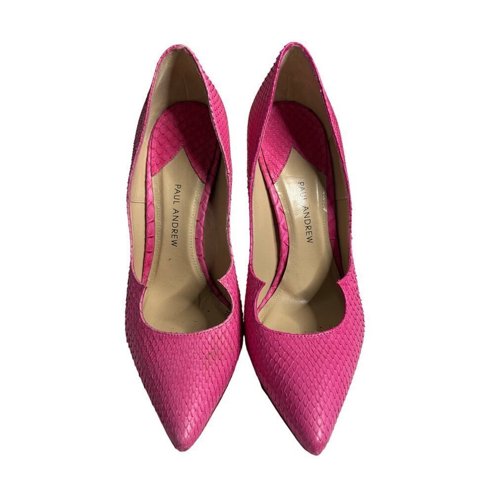 Paul Andrew Kimura Python Leather Pumps Neon Rose… - image 2